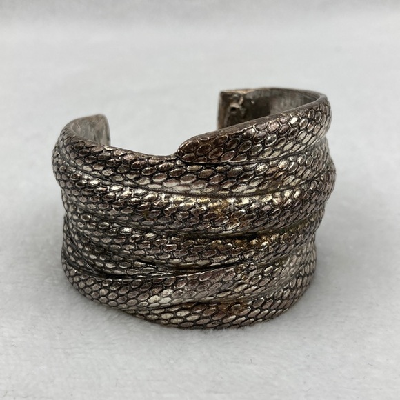 VTG Helles Paris Women’s Serpent Cuff Bracelet Silver Plate Heavy - Picture 2 of 12